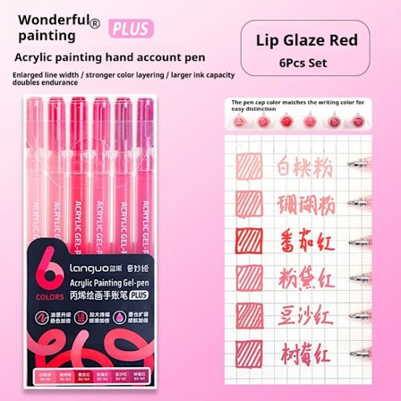 LANGUO 90/6 Färger Akrylmålnings Gelpenna 1.0mm Målning Ritning Skrivning Konstmarkörer Pennor Student Graffiti Akrylfärg Pennor