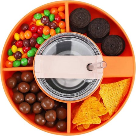 Silikoninen välipalakulho Stanley Cup 40oz -mukiin kahvalla, välipala-alusta Stanley Tumbler 40oz -mukiin, 4-osainen uudelleenkäytettävä 