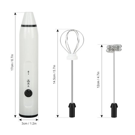 Sähköinen kädessä pidettävä munanvatkain maidonvaahdotin vaahdontekijä USB ladattava sekoitin 2 ruostumattomasta teräksestä valmistetulla vispilällä 3