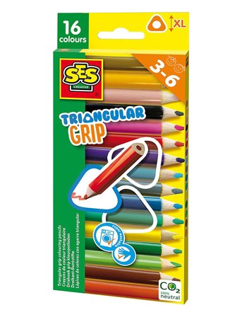SES Creative Triangular Grip Colouring Pencils 16 Pieces - Multi/patterned - ONE SIZE