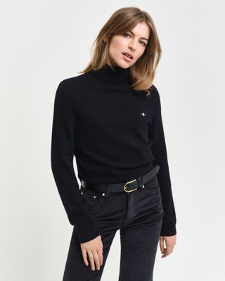 GANT - Ekstra fin lammeull-turtleneck-genser til dame black