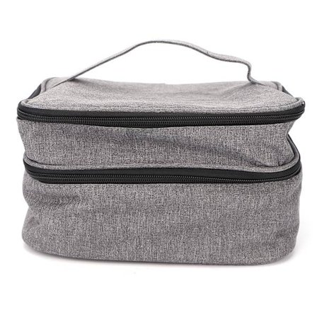 Bærbar neglelak rejsetaske Dobbeltlags neglelak opbevaringstaske Makeup holder taske Grå