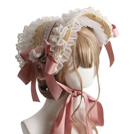 Te-party solhatt halmflätad spetsband rosett blommor söt dam Victorian solhatt för eftermiddagste vinröd fri storlek