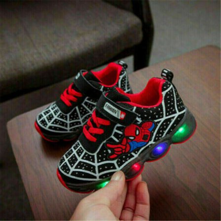 Spiderman LED Trainers Sko Blinkende Light Up Sneakers Børn Z X