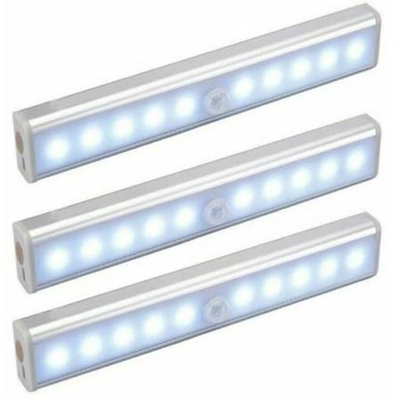 3 kpl 10 LED-lamppusarja, langaton, USB-ladattava, magnetisoitu, Mo