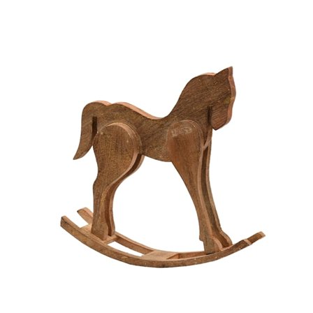 Gyngehestskulptur, 41x10x41cm mangotræ