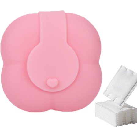 Pudderpuffholder - Bomuldsrondel Silikoneetui, Kosmetisk Puffholder | Makeup Puff Dispenser med Spænde Lille Opbevaringsboks Pink