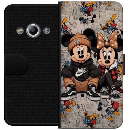 Kompatibelt Lommeboketui til Samsung Galaxy Xcover 3 Tegnet musepar i streetwear med caps, joggesko og avisbakgrunn. Leken byillustrasjon med moderne