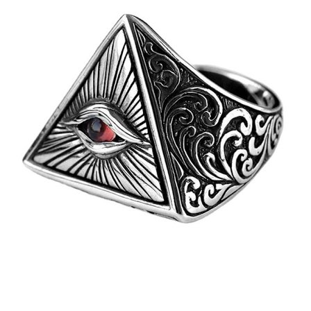 All Seeing Eye Ring för män Illuminati Eye of Providence Finger Rings Pyramid Triangle Solid Old Style Amulet Retro