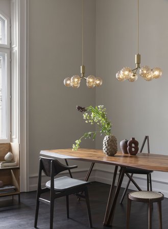 Apiales 6 taklampe Ø50 - matt messing/optisk glass