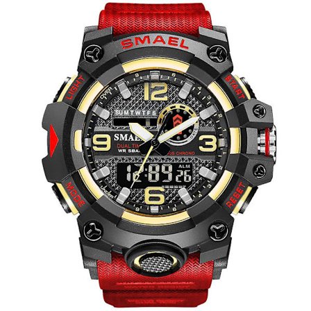 Smael Digital Herr Militär Klockor Dual Time Vattentät Lyx Topp Watch Herr Sport Led Quartz Analog Armbandsur Herr
