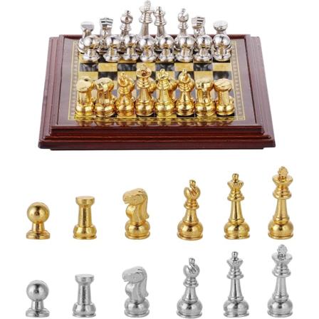 Miniatyr Dukkehussæt Internationalt Skakspil, Mini Skakbræt med