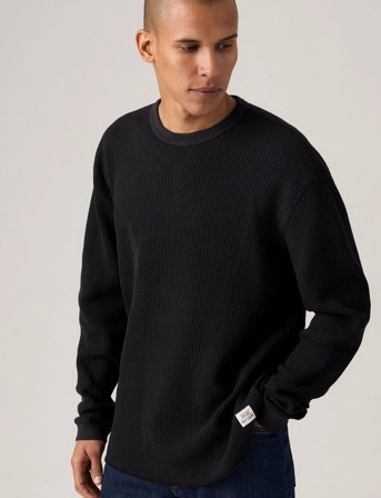 Levi's Ls Rlx Thermal Tee Dg Mineral - Black - S