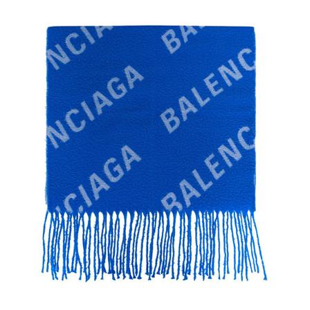Balenciaga, Wool scarf with vintage effect Blauw, Heren, Maat:ONE Size,wol