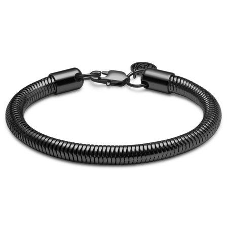 Essentials | Pulsera de cadena de serpiente en negro metalizado de 6 mm para hombres - Pulseras de acero