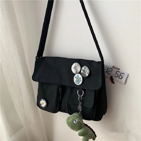Canvas Crossbody Bags Youth Fashion Casual Large Capacity Ladies Shoulder Bag Solid Color Women Messenger Bag