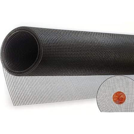 Myggnät insektsnät - skydd mot myggor - transparent glasfiberväv, UV-beständig, 2m, svart