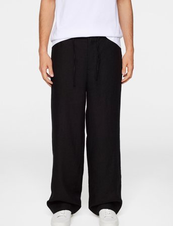 J. Lindeberg Noah Drape Linen Pants - Black - M