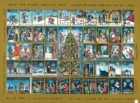 Danmark - julmärkeark 1993 - Utakket - Ufoldet