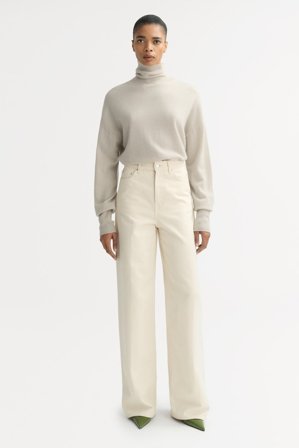 Soft Goat - Regular fit turtleneck - Women cashmere sweater - XS - Chalk