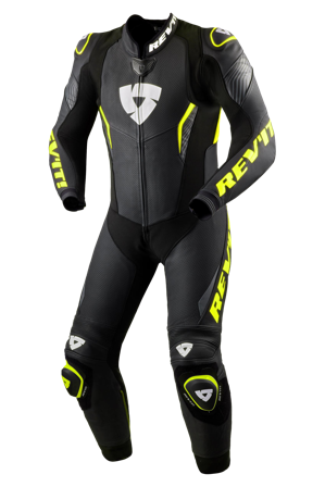 Skórzany Kombinezon Motocyklowy REV'IT! Argon 3 Czarny/Neonowy Żółty 46