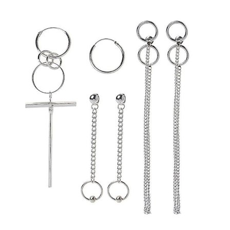 Korea smykker Kpop Hip Hop Punk Titanium Steel Tassel Chain Drop Earring Kit