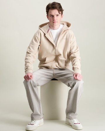 Tommy Hilfiger MINI CORP ZIP THROUGH HOODIE Beige Huvtröjor/Hoodies Kille - Kids Brand Store