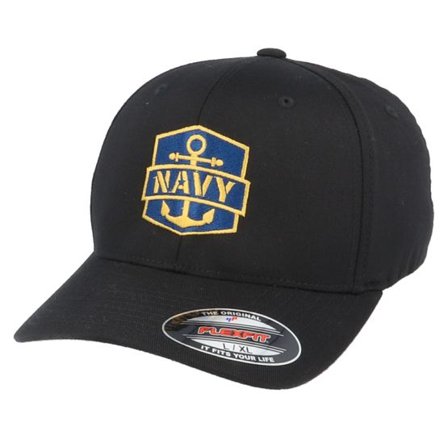 Army Head - Svart flexfit Keps - Navy Badge Black Flexfit @ Hatstore