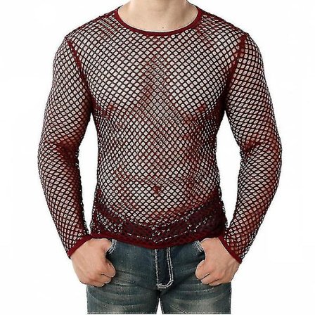 Sexig Herr T-shirt Mesh Fishnet Ärmlös Undertröja Topp A