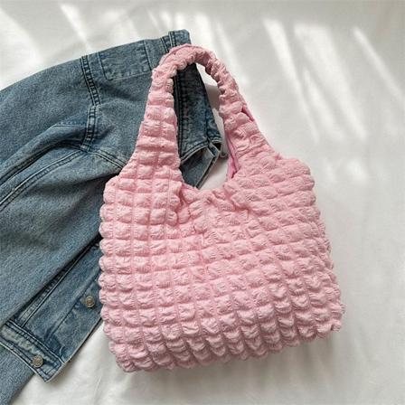 Sydkorea Stil Instagram Style Moln Puff Blomma Axel Väska Candy Färg 2024 Ny Sommaren Canvas Enkel Handväsa Pink