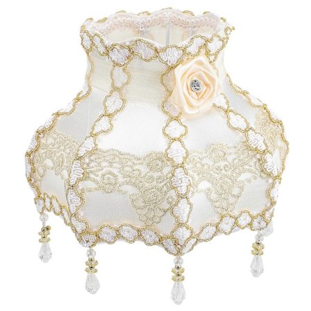 Lampskärm i europeisk stil, tofs, pärla, E27, tygkonst, lampskärmsdekoration