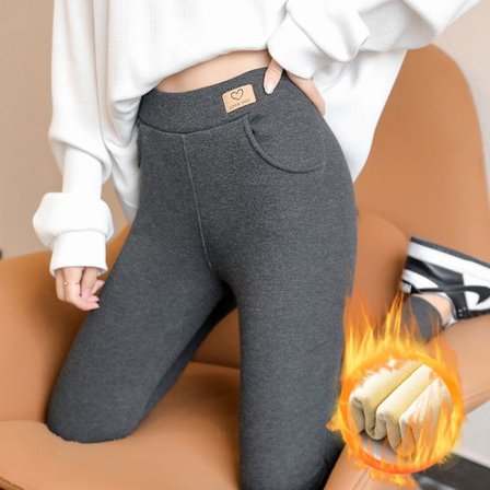 Højtaljede, varme fleeceforede tykke leggings til kvinder, vinterfortykkede, varme fleeceforede stretch-sportsbukser