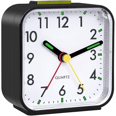 Analog Alarm Clock (Svart) Stille Liten Reisevekkerklokke Ikke Ti