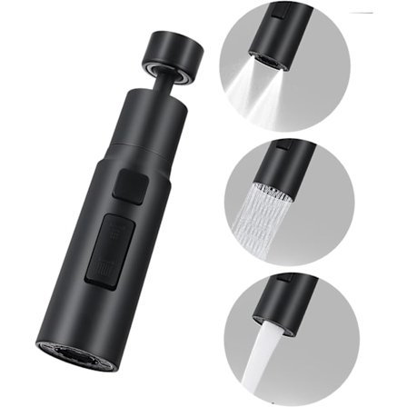 Kjøkkenkran Aerator Sprutsikker Tute. 3 Funksjoner Kjøkkenkran Spruthode Tilbehør. 360° Svingbar Kranforlenger for Kjøkkenvask (HSx360)