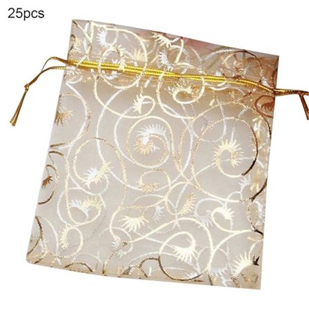 MengXi 25 stk. Snøreluknings Gaveposer Mini Udsøgt Figur Organza Smykker Gaveopbevaringspose til Bryllup