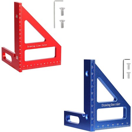2 stk. - Trekantlinjal - Målelinjal - Målelinjal i aluminiumslegering - Multi - Vinkel