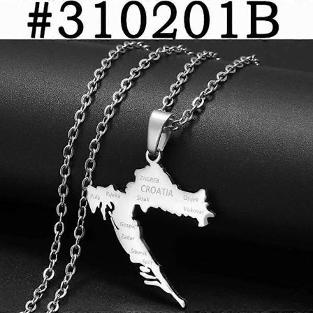 Kroatien Karta Med Städer ibenik Hängsmycke Halsband Rostfritt Stål för Kvinnor Flickor Kartor över de Kroatiska Smyckena 310201