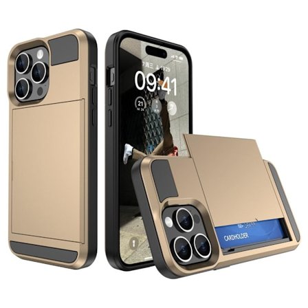 SKALO iPhone 15 Armor Skal Korthållare - Guld