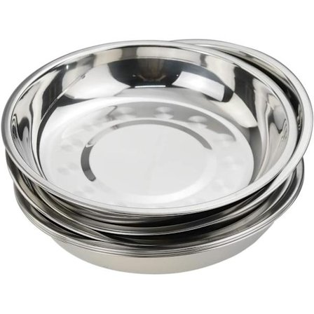 7,64 tum rostfritt stål rund tallrik, middagstallrik, 6-pack