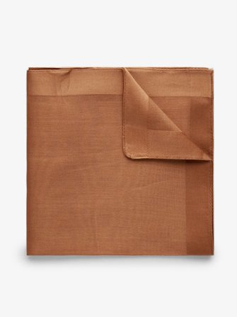 John Henric Men's Brown Pocket Square Cotton Size Onesize