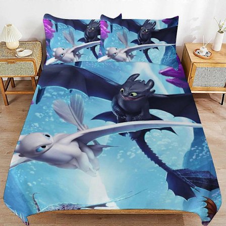 Sängkläder HF250 How To Train Your Dragon Påslakan Mikrofiber Sängkläder Set 3D-tryckt Lättvikt 3-delars Täcke Set LS250