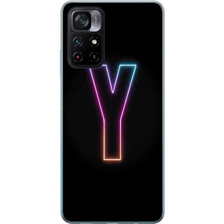Kompatibelt Mobildeksel til Xiaomi Xiaomi Poco M4 Pro 5G Minimalistisk neonbokstav Y i fargeskiftende lys mot svart bakgrunn