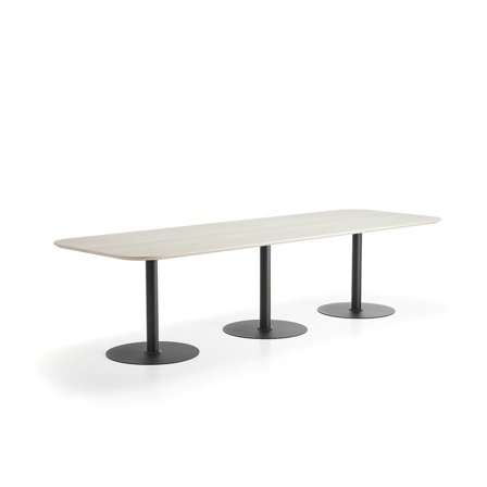 Bord METRIC, rundade hörn, 3000x1000x720 mm, svart/ask