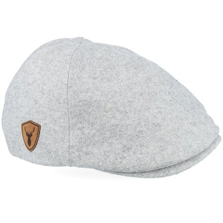 Wild Spirit - Grå flatcap Caps - Deer Shiled Patch Light Grey Ivy Flat Cap @ Hatstore