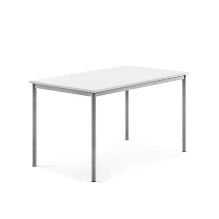 Tisch SONITUS, 1400x800x760 mm, Hochdrucklaminat weiß, alugrau