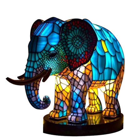 Farvet Glas Elefant/Kat/Løve/Hane Sengelampe Natlampe Dyre Bordlampe