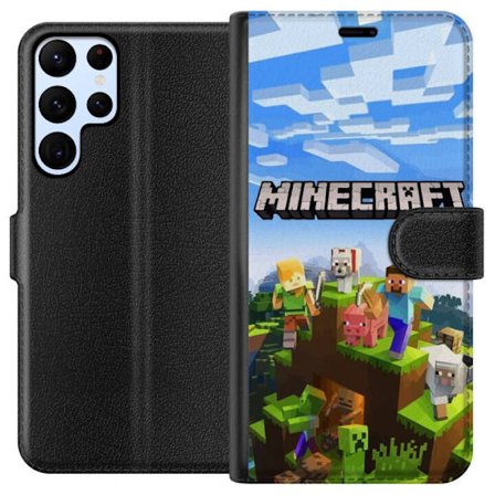 Kompatibelt Lommeboketui til Samsung Samsung Galaxy S24 Ultra Minecraft Creeper blokk piksel retro spill