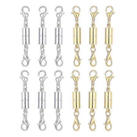 12-pak Magnetlås Konverter Dobbelt Hummer Magnetiske Smykkelåse Til Halskæder Armbånd Låse, 6 Guld + 6 Sølv