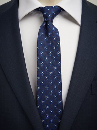 John Henric Men's Blaue Krawatte mit kleinem Paisleymuster Size 6,5