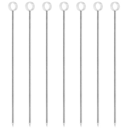 7 stk. Fruktspisser i rustfritt stål, bærbare dessertpinner, metallcocktailpinner, cocktailomrører, sølv Silver 10.8X0.8CM